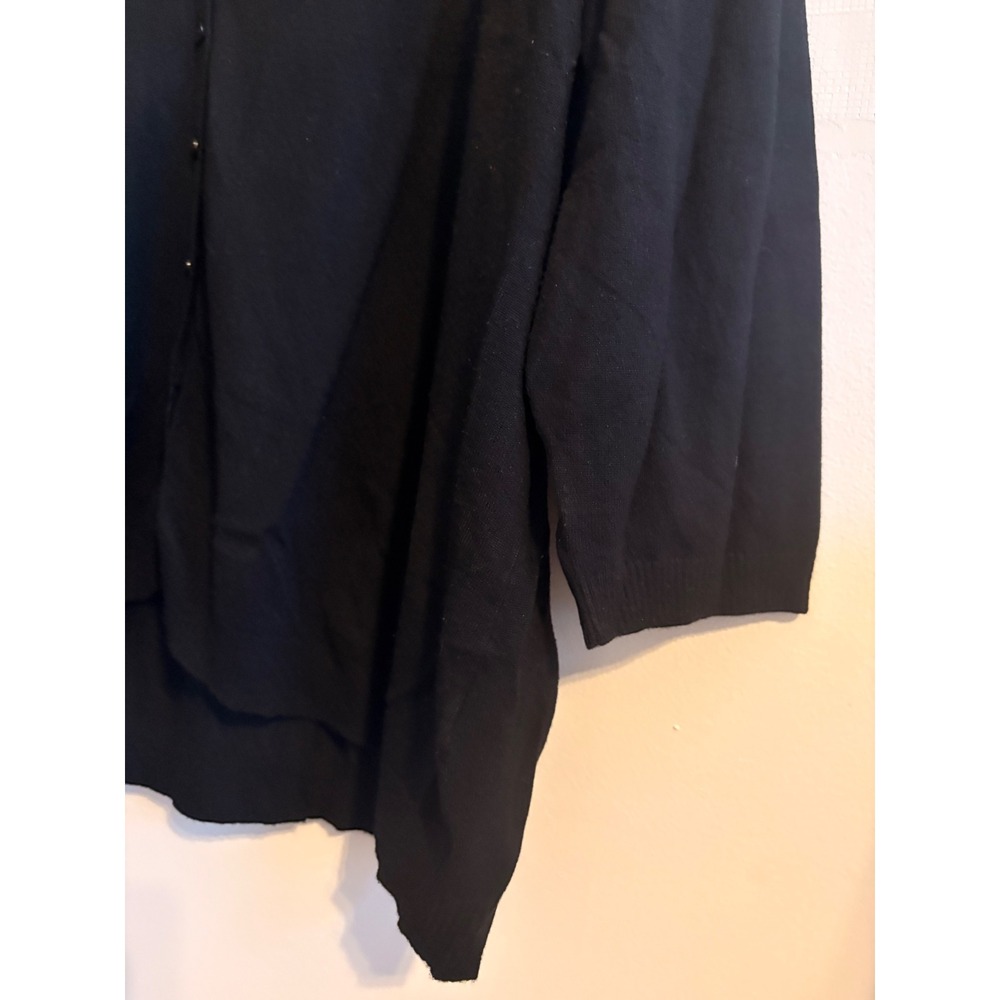 Dressbarn Black Cardigan 2X 3/4 Sleeve V-Neck Button Front Rayon blend sweater - Picture 6 of 6